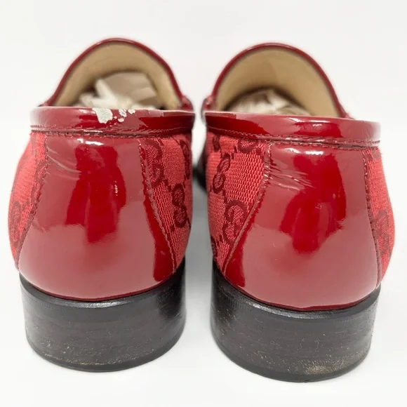Gucci Horsebit 1953 Loafer GG Monogram Guccisma Red 7.5 Vintage Made in Italy - Picture 4 of 16